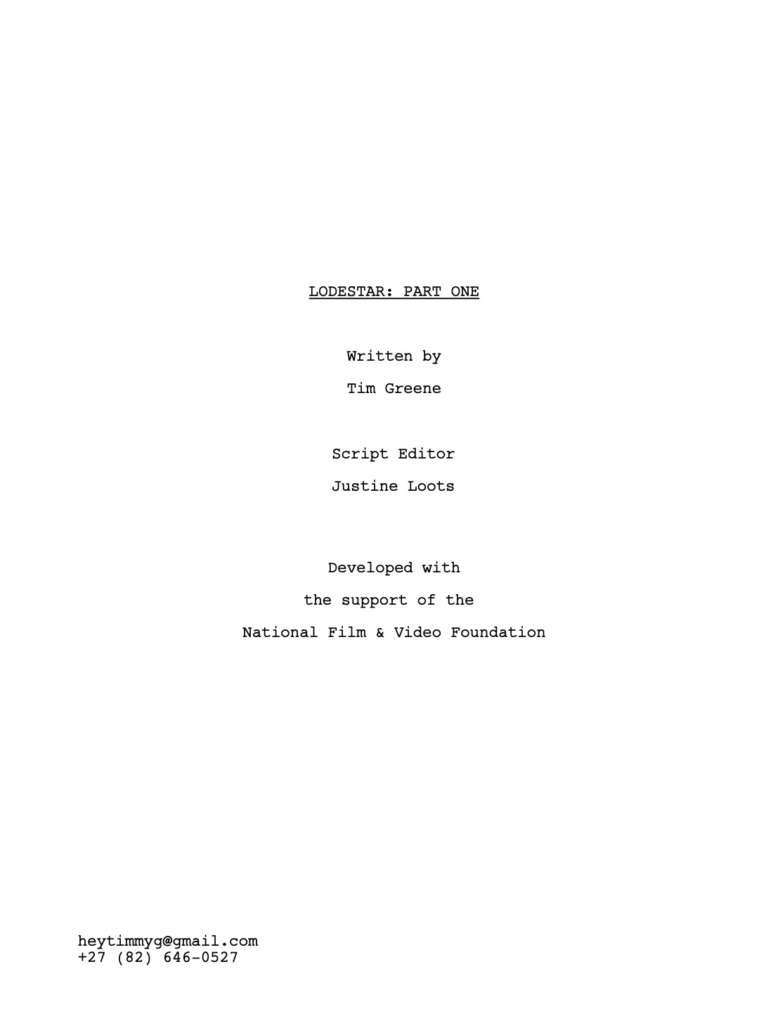 Lodestar script front page